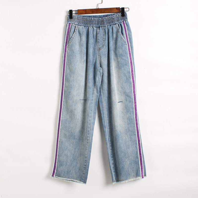 2018NN新款侧面紫条直筒牛仔裤 NN1F0083-1832