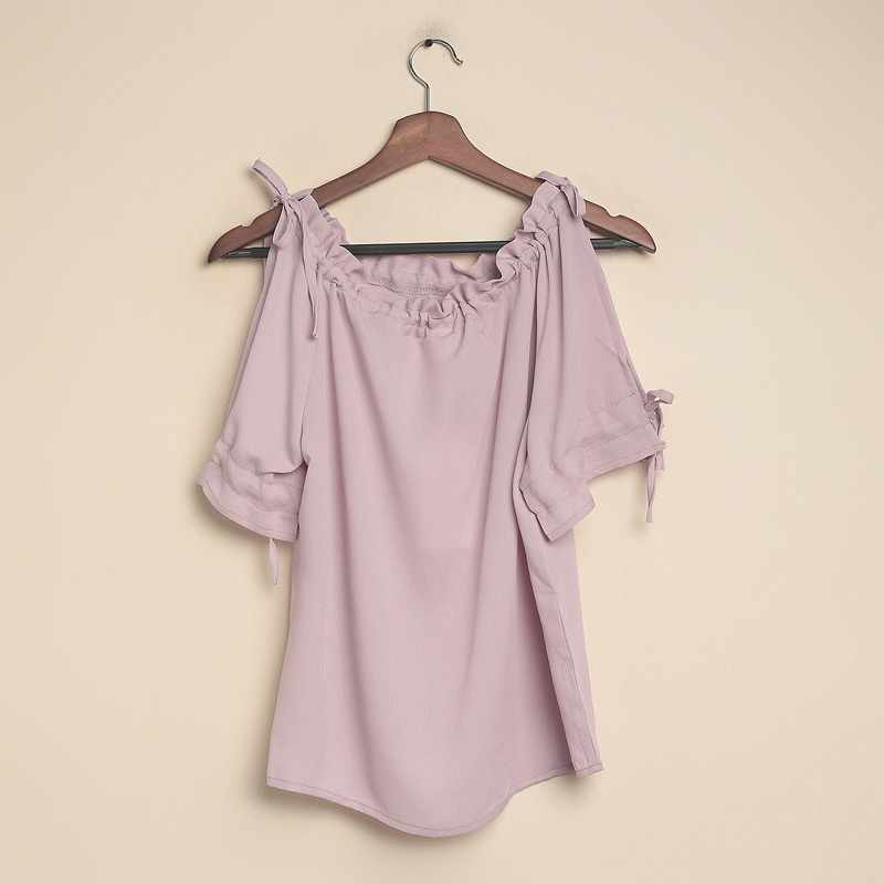 2018NN新款露肩褶皱上衣 6610