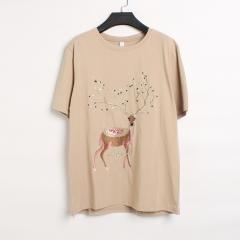2018新款小鹿刺绣T恤