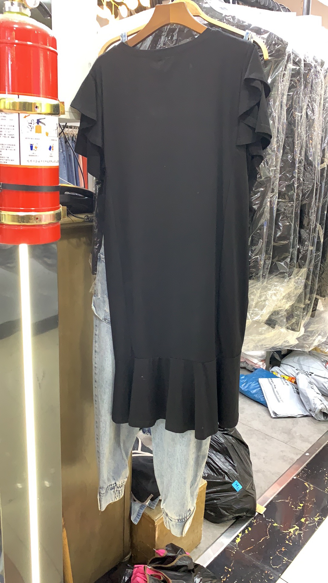 荷叶边甜美百搭纯色韩版荷叶袖短袖雪纺连衣裙女