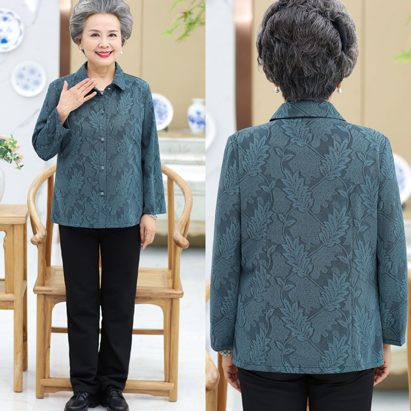 衬衫女老人套装70岁胖妈妈春秋上衣