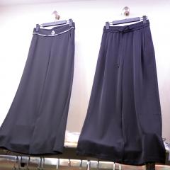 蓝色冰丝阔腿裤女宽松早春新款时髦百搭高腰垂感休闲裤