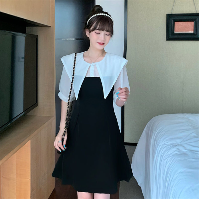 大翻领连衣裙女娃娃领夏季