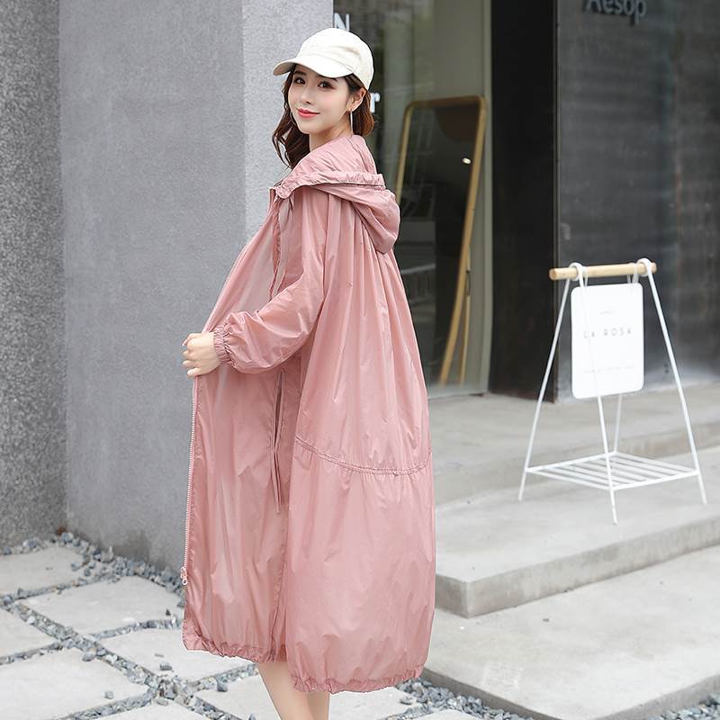 防晒衣女中长款新款韩版宽松大码防晒衫防紫外线骑车防晒外套