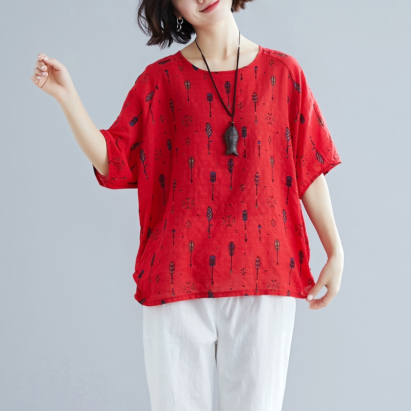 欧洲站潮款大码女装2019夏季新款胖MM蝙蝠袖上衣宽松洋气遮肚百搭