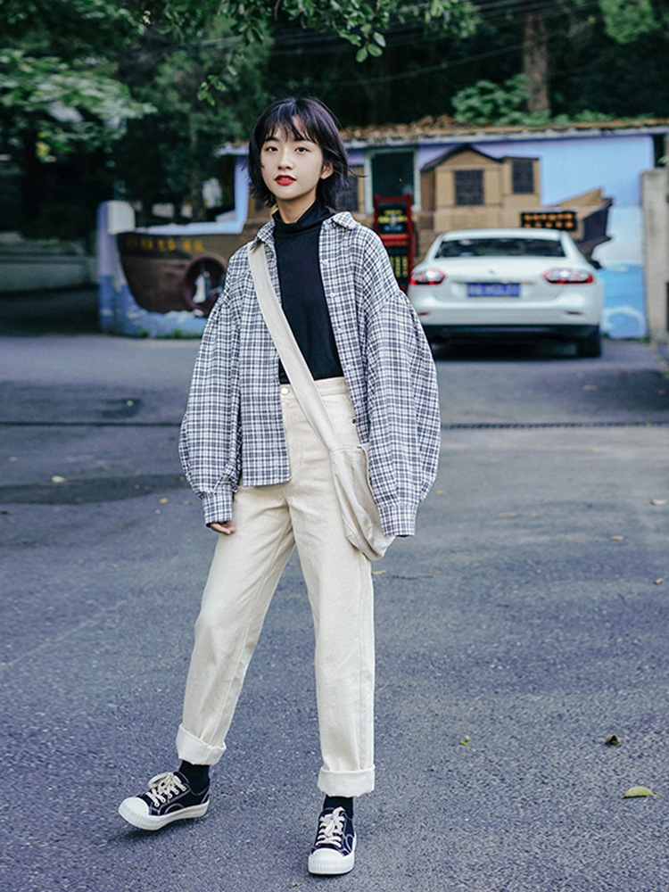 高腰直筒裤休闲裤女学生