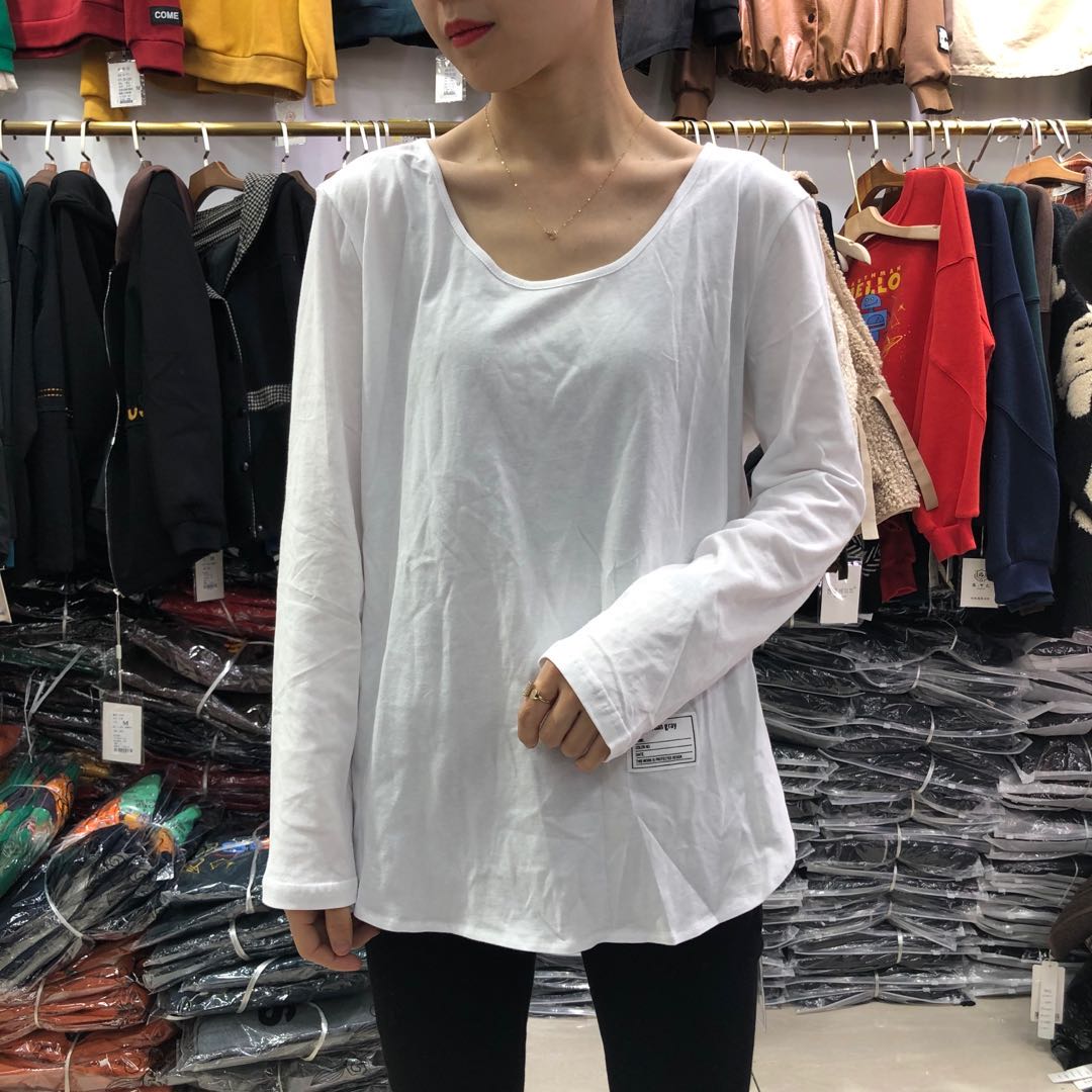 白色t恤女长袖宽松中长款