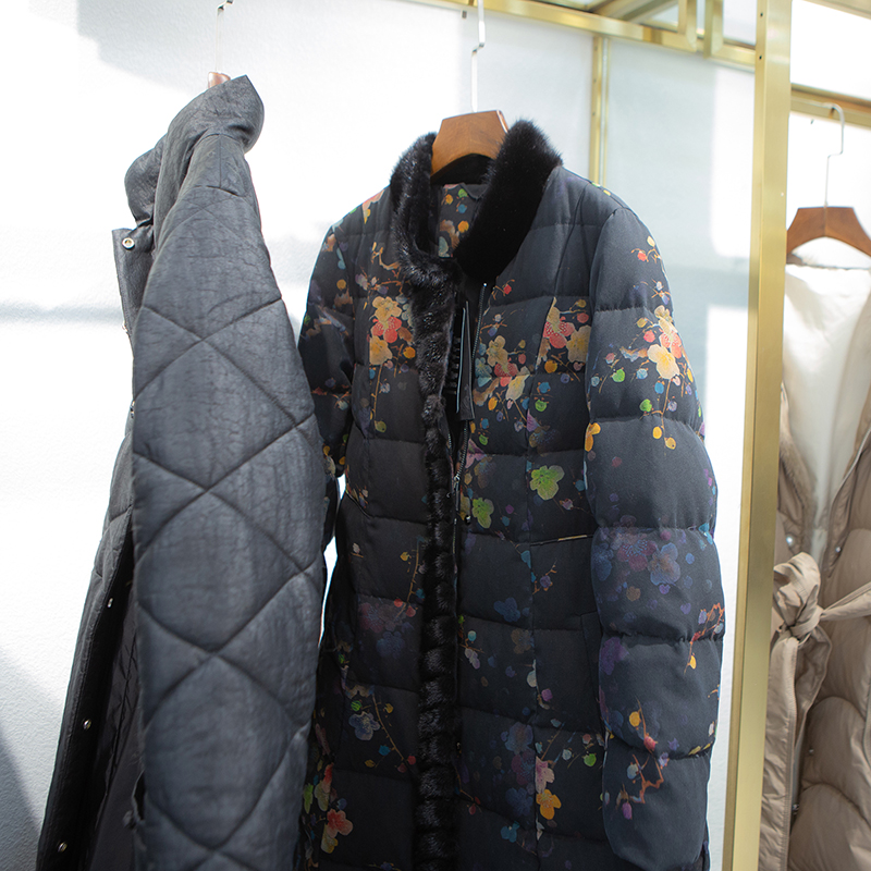 民族风中年羽绒棉服女中长款