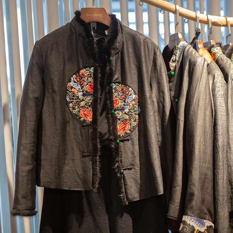 香云纱棉衣外套短款