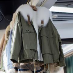 大狐狸毛领披肩兔毛内胆款款工装派克外套