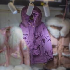 工装羽绒服女中长款新款大毛领抽绳宽松白鸭绒韩国东大门外套