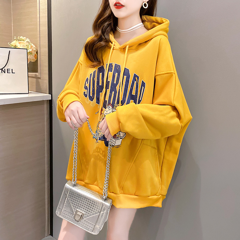 加厚加绒卫衣女新款秋冬大码女装设计感小众胖mm时尚上衣女潮