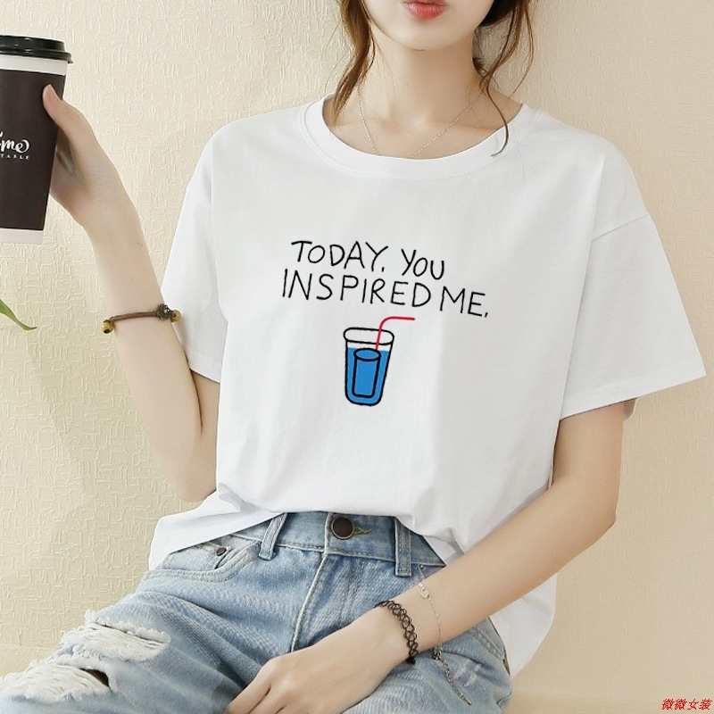 韩版t恤女装纯棉学生休闲宽松短袖t恤女士上衣