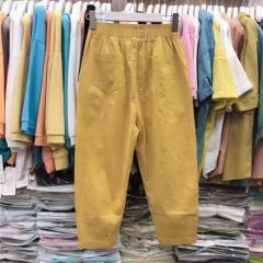 棉麻女裤夏季薄款九分哈伦裤新款松紧腰宽松休闲阔腿裤