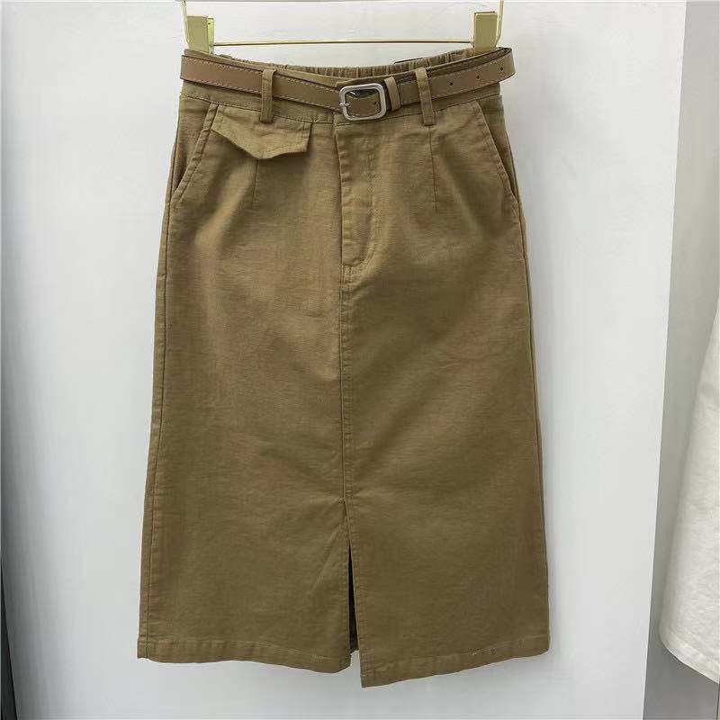 夏季新款弹力高腰显瘦开叉包臀裙子