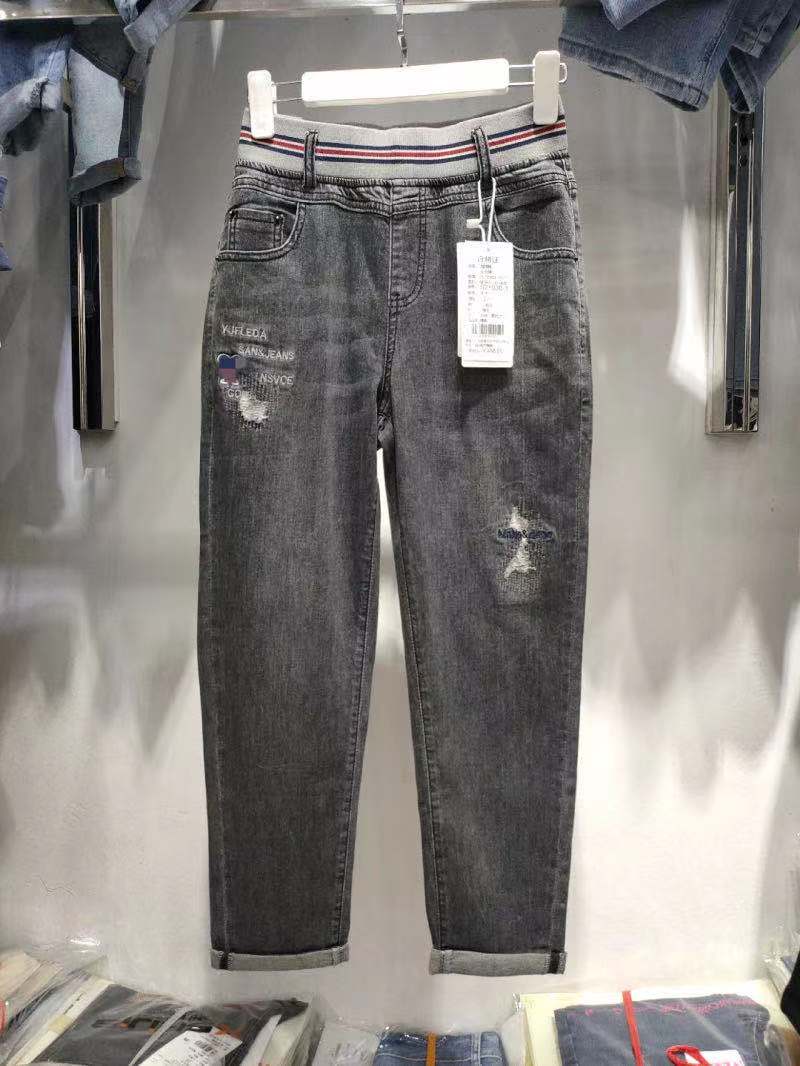 新款时尚休闲牛仔裤女弹力百搭显瘦老爹裤子