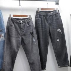 夏季新款哈伦裤松紧腰八分微垮裤