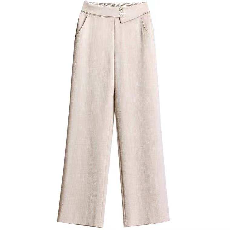 妈妈阔腿裤女夏季冰丝薄款新款中年女裤高腰中老年直筒长裤子