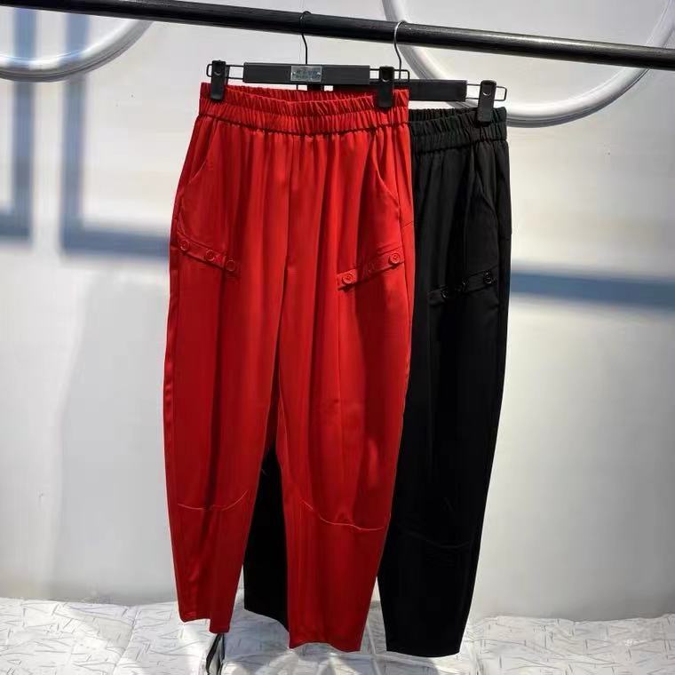 夏季新款高腰工装裤女束脚宽松休闲哈伦裤卫裤