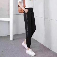 宽松显瘦天丝运动束脚裤开叉灯笼裤空调裤子