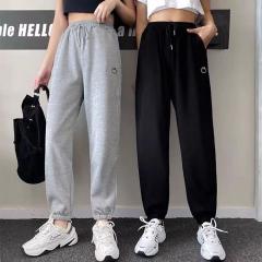 ins运动裤女春秋薄款宽松显瘦百搭卫裤休闲直筒阔腿束脚哈伦裤潮