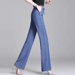 天丝牛仔裤女夏薄款裤子新款高腰垂感阔腿裤直筒宽松拖地长裤
