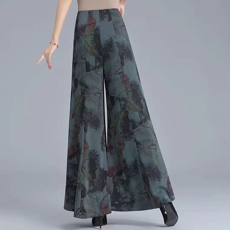 夏季新款遮肉复古轻奢印花大气休闲裤女