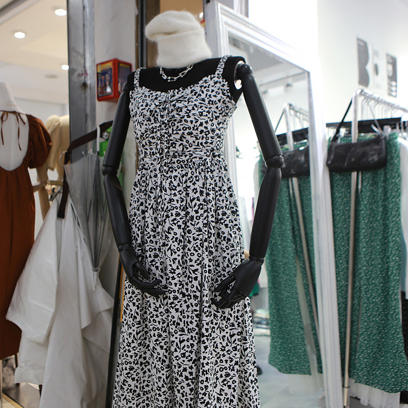 夏装新款收腰碎花吊带连衣裙女