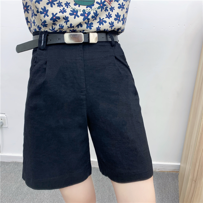 港风水洗牛仔棉工装外穿五分裤女