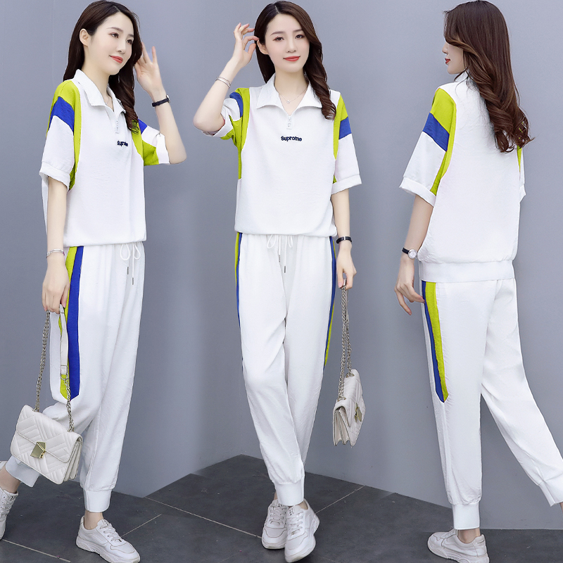 洋气减龄冰丝休闲运动套装女薄春夏新款韩版宽松卫衣时尚套装