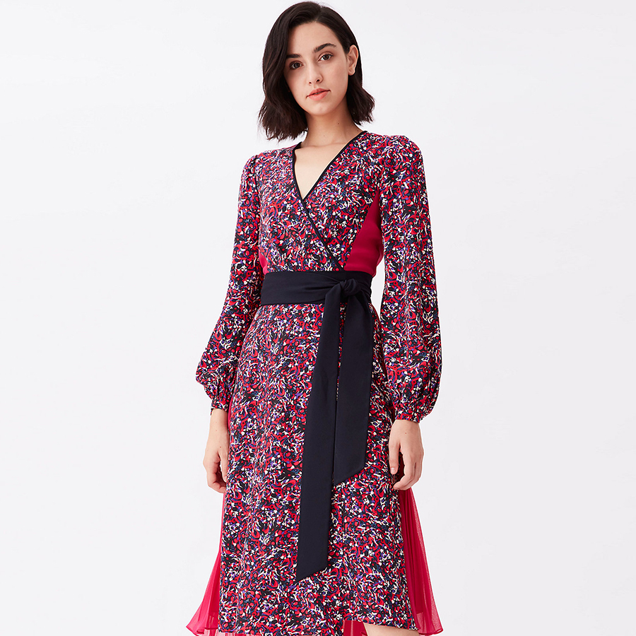 夏季新品交叉系带裹身连衣裙