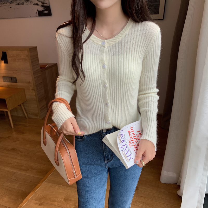 针织衫外搭修身韩系温柔风长袖开衫外套