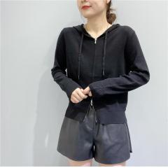 秋季新款显瘦气质减龄长袖上衣针织开衫羊绒帽衫女