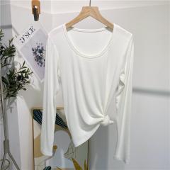 修身显瘦低领螺纹打底衫女长袖圆领内搭基础款上衣