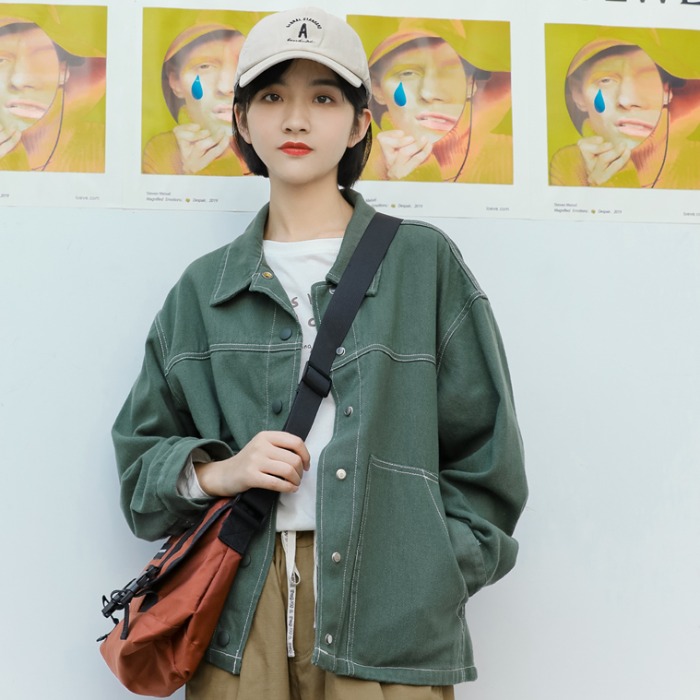 款宽松韩版百搭小个子工装夹克上衣