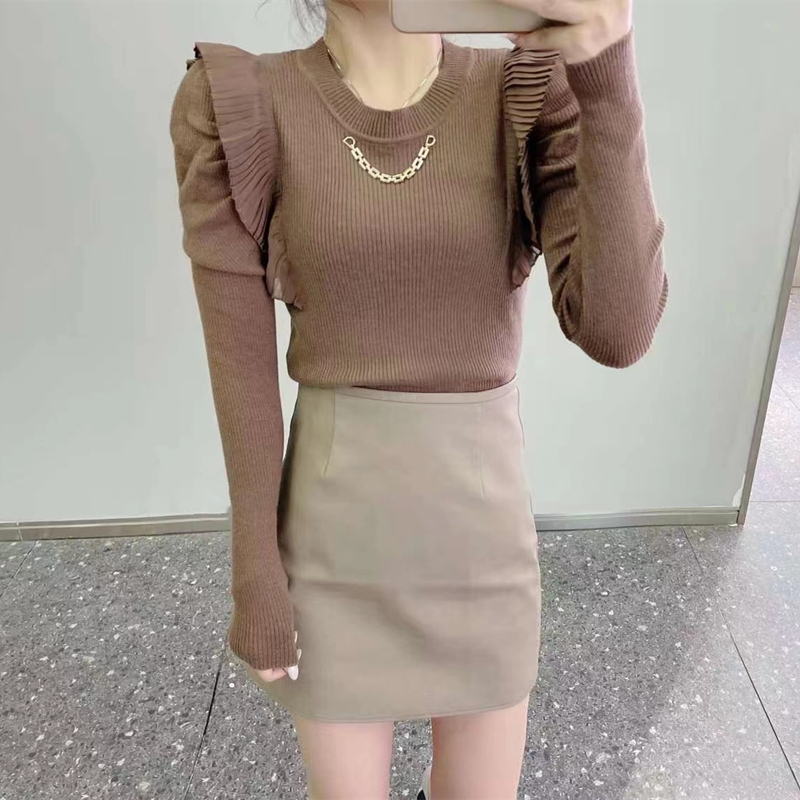 秋装新款内搭外穿修身显瘦软糯长袖针织衫女羊毛打底衫上衣潮