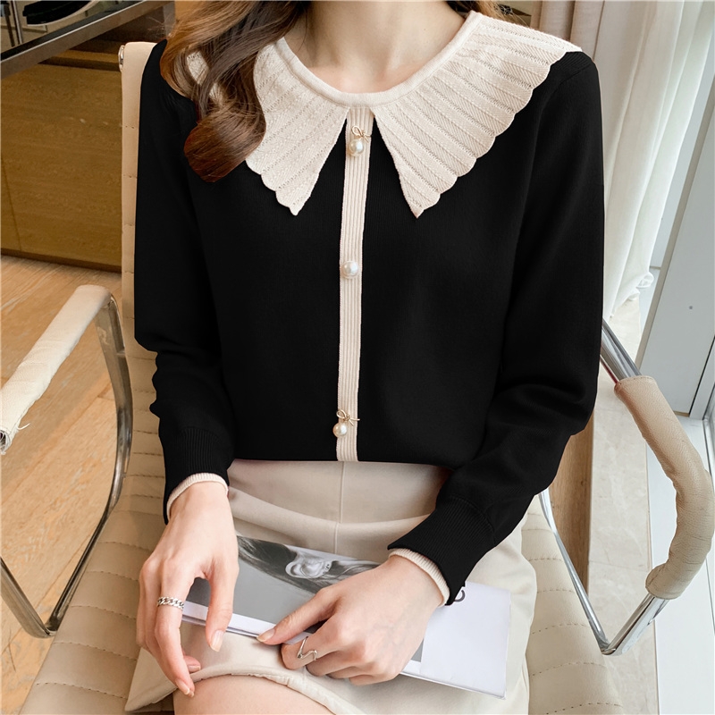 小香风 珍珠扣 翻领气质开衫