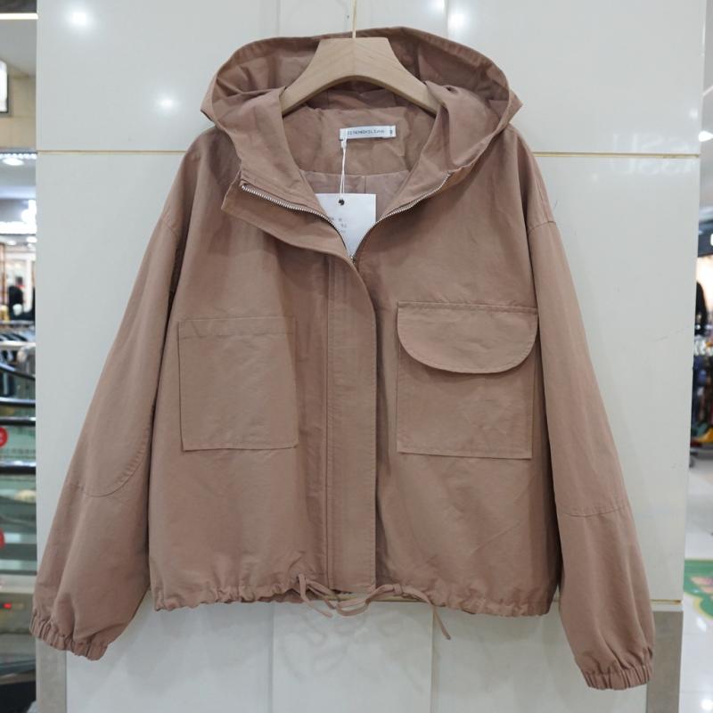 秋季新款时尚宽松休闲连帽长袖短外套上衣