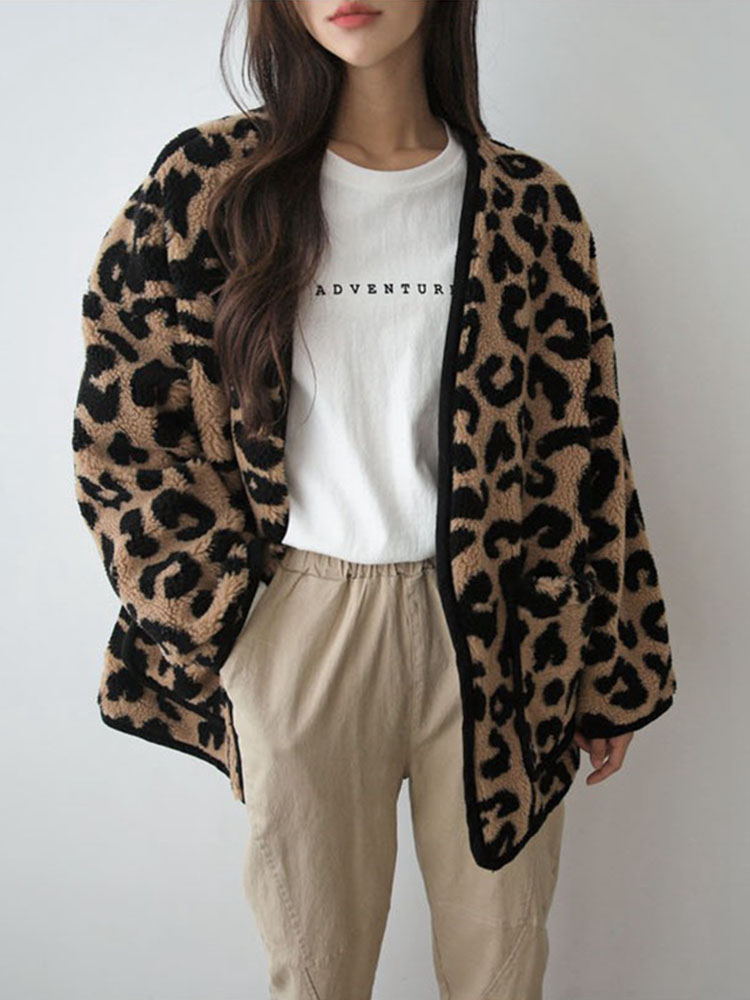 海宁秋冬款减龄羊羔毛皮草外套ins风毛毛羊剪绒女装豹纹大衣