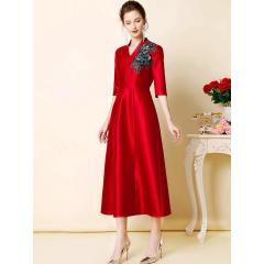 新款气质高端女装喜婆婆婚宴装连衣裙秋春秋