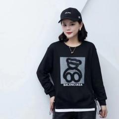 新款圆领套头T恤宽松百搭烫钻流行卫衣