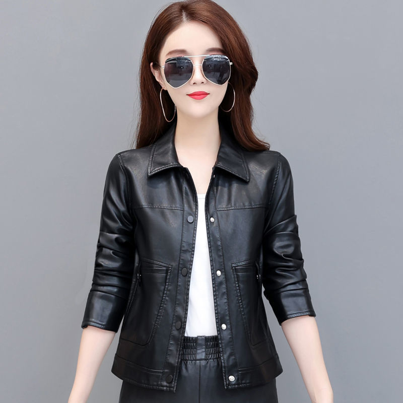 外套时尚韩版宽松大码显瘦皮夹克
