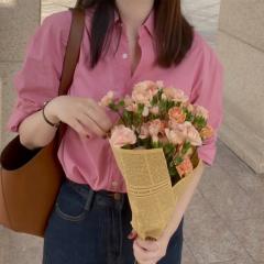 粉色衬衫女长袖小众别致上衣宽松衬衣内搭韩国东大门春季新款