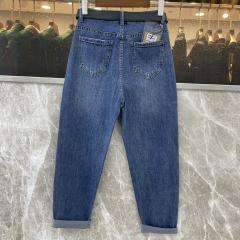 蓝色女简约宽松弹力水洗牛仔垮裤