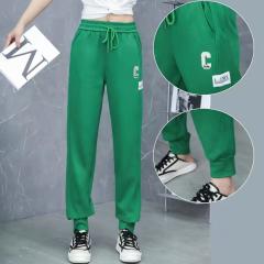 新款网红松紧腰卫裤女宽松显瘦百搭C字母束脚休闲运动裤