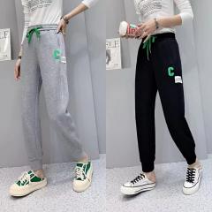 新款网红松紧腰卫裤女宽松显瘦百搭C字母束脚休闲运动裤