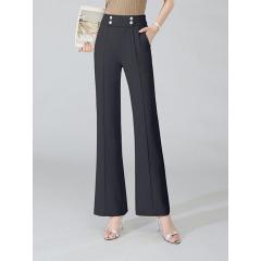 新款弹力显瘦直筒裤长款职业微喇叭裤