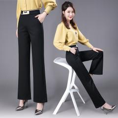 新款高腰微喇阔腿女裤子