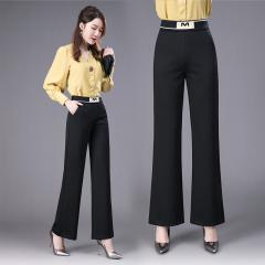 新款高腰微喇阔腿女裤子