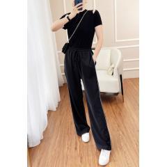 自然垂顺 显高显瘦 不挑人 侧拼符 直筒休闲长裤